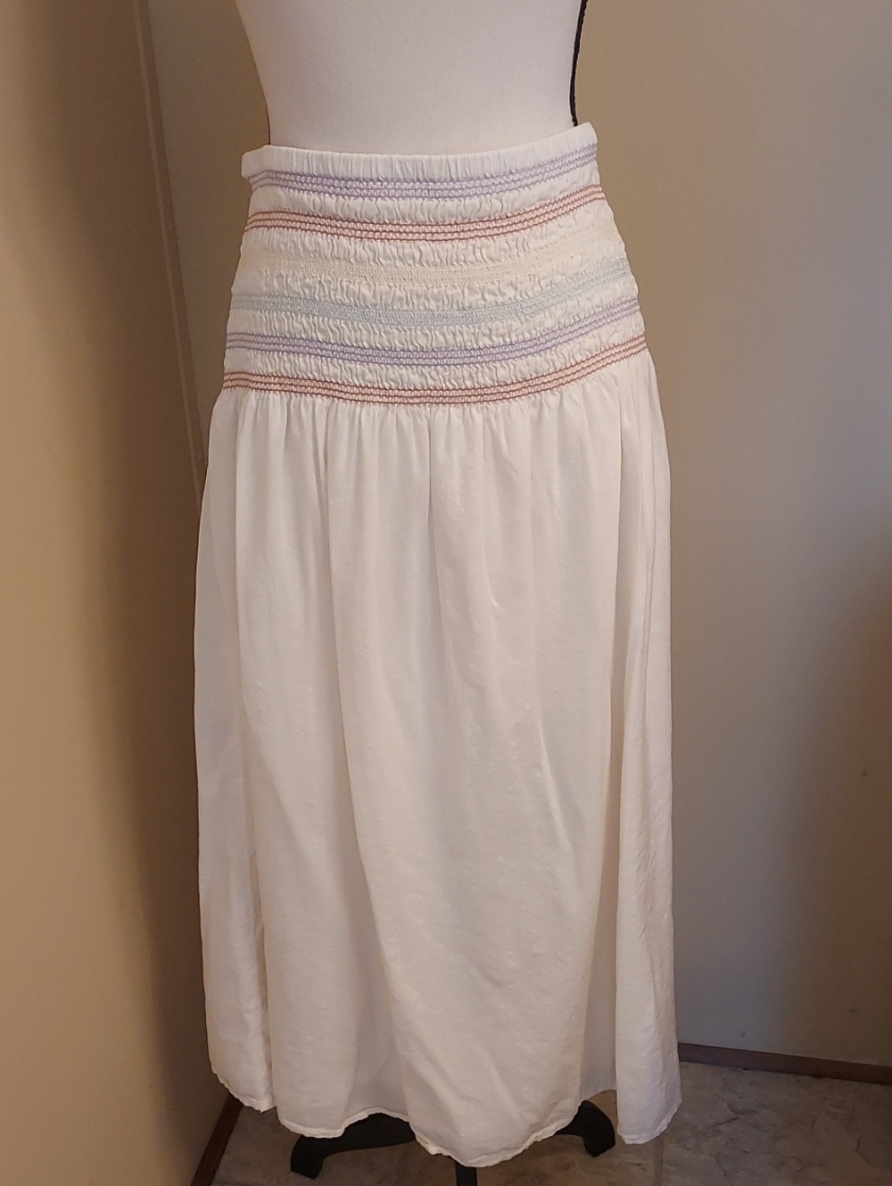 American Eagle Outfitters Pride High Waisted Off-White Midi Skirt
